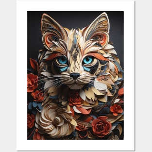 Cat Fold Art Style Posters and Art